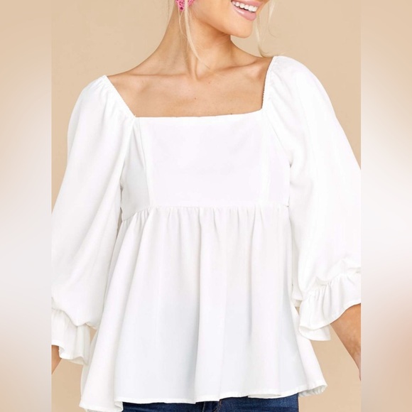 Smocked Square Neck Flounce Sleeve Blouse - Picture 11 of 12